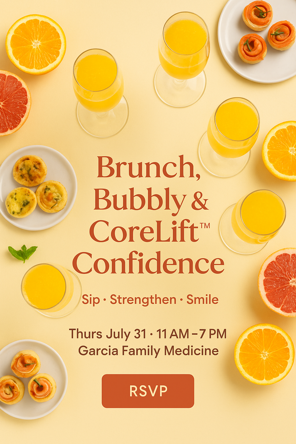Brunch, Bubbly & CoreLift Confidence - Sip, Strengthen, Smile at Garcia Family Medicine