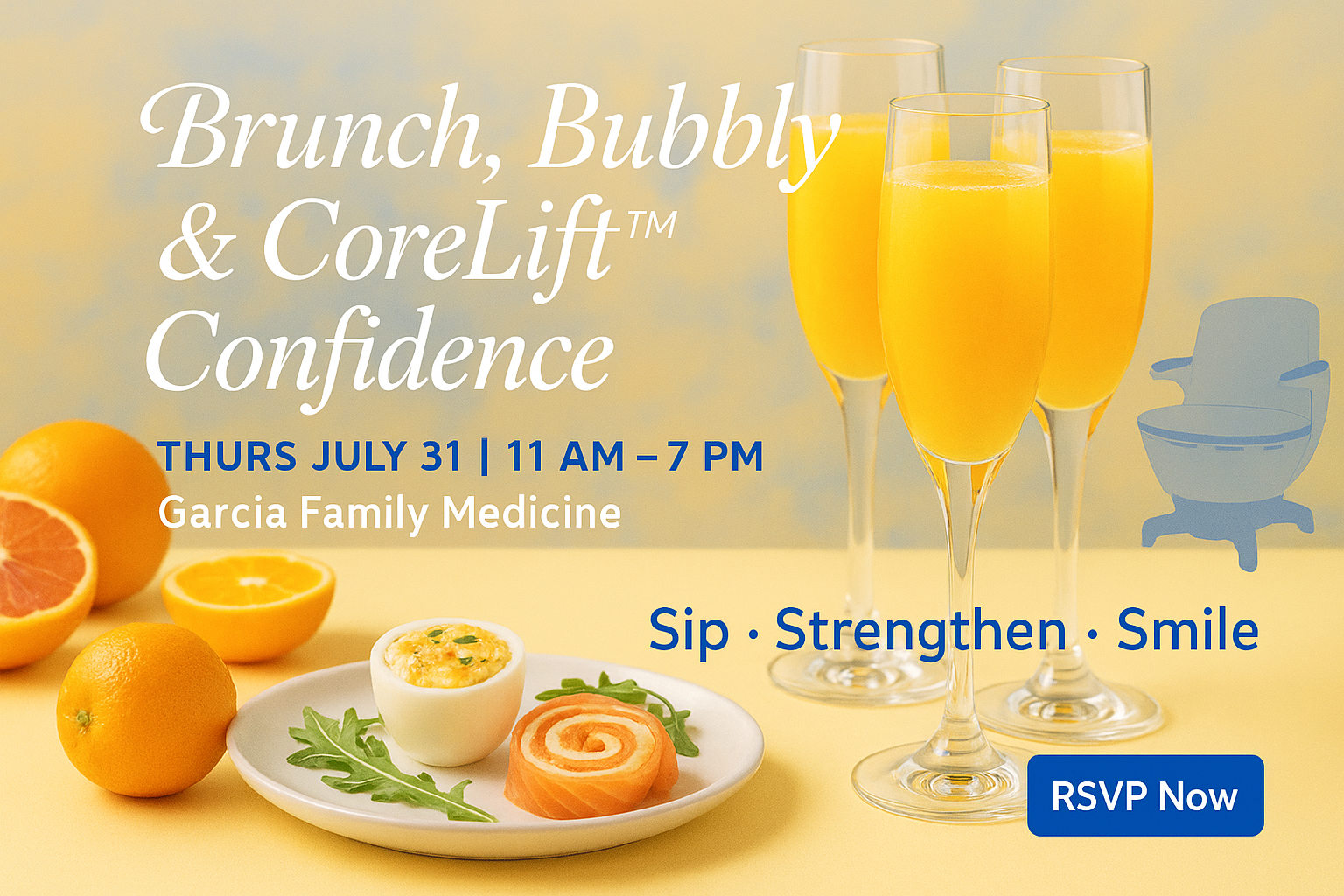 RSVP Registration Call-to-Action - Secure Your Spot for Brunch, Bubbly & CoreLift Confidence Event