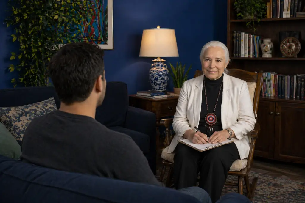 Dr. Tess Garcia meeting with an adult patient